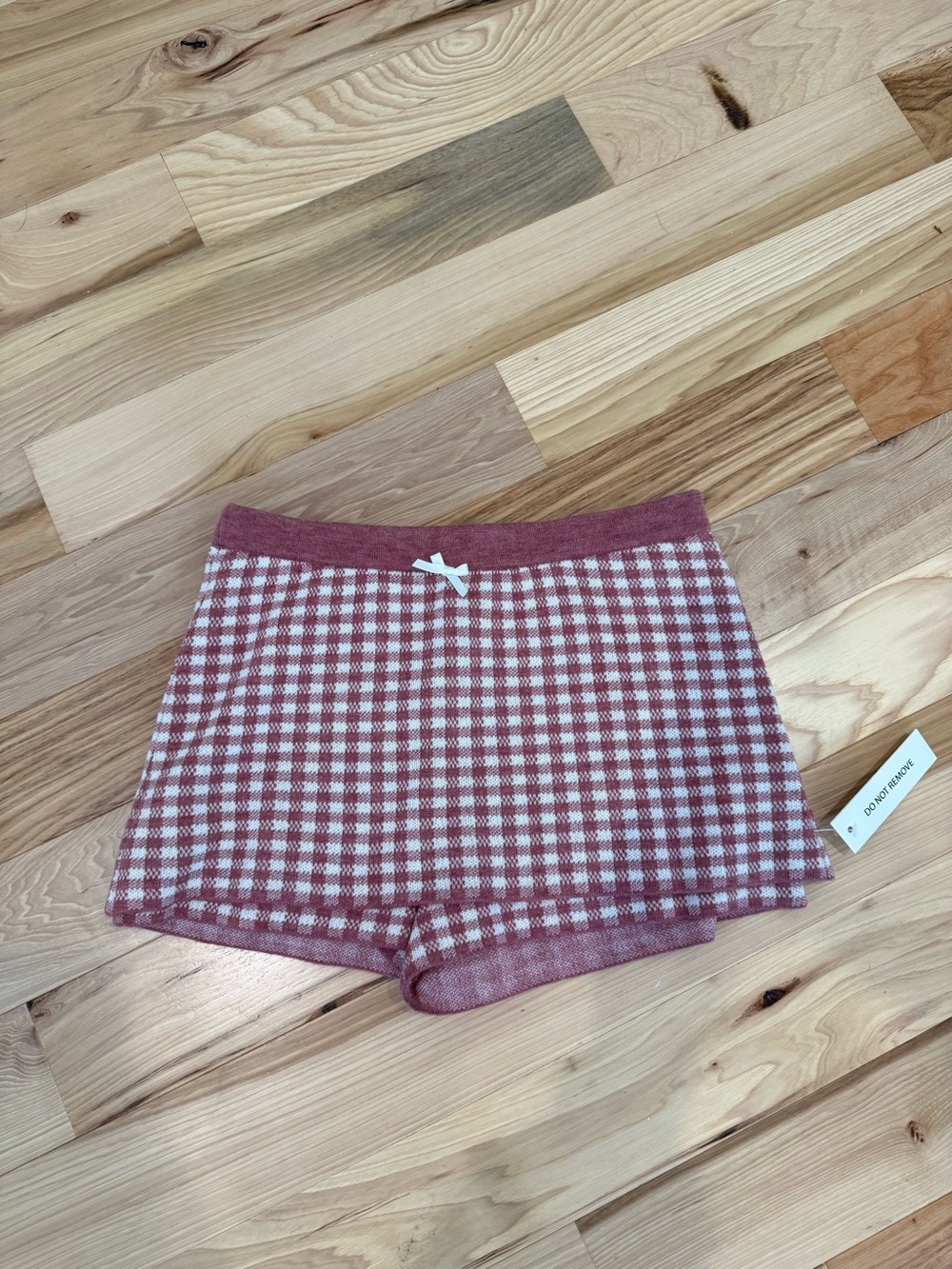 For Love & Lemons Pink Gingham Knit Lounge Shorts NWT | XS